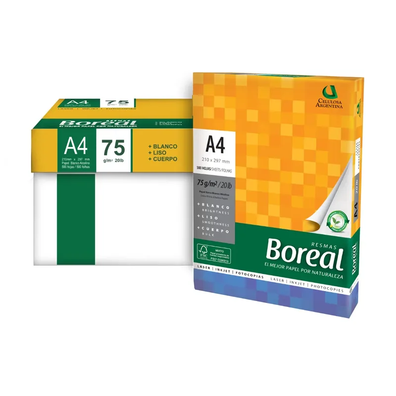 Resma de papel A4 marca Boreal